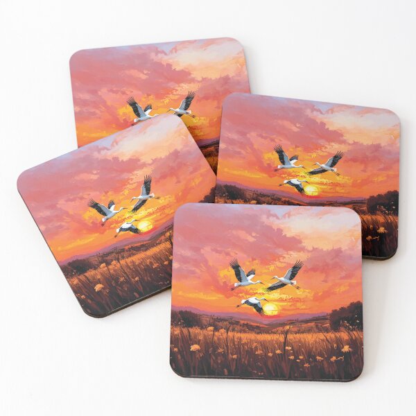 Item preview, Majestic storks in flight at dusk designed and sold by Marcu Ioachim.