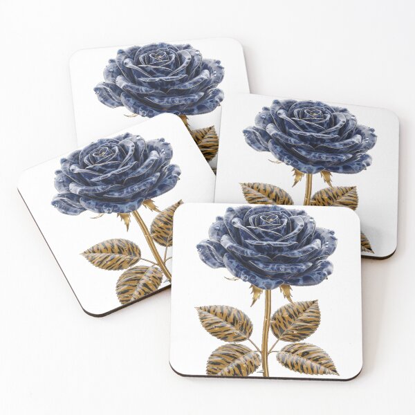 Item preview, Blue Lapis Lazuli Rose with Golden Tiger Leaves designed and sold by MoreGlamour.