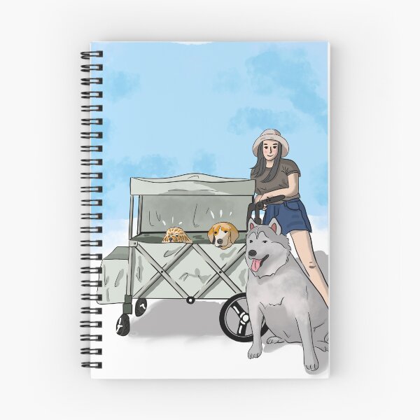 Item preview, Line drawing of a dog lover taking his dog in a stroller for a walk.  designed and sold by DMTJ.