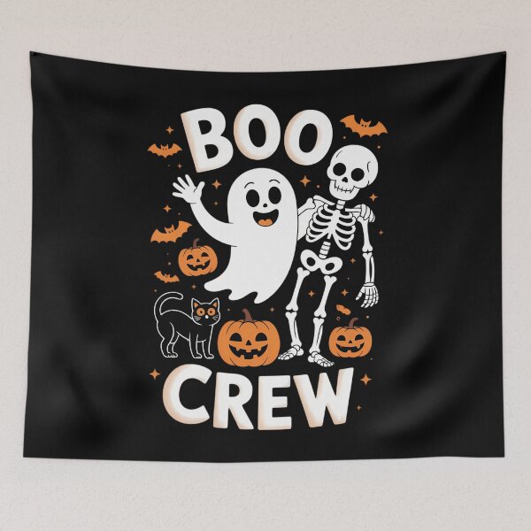 Artikelvorschau, Boo Crew Distressed Halloween – Lustiges Gespenst, Skelett entworfen und verkauft von DoorwayThreads.
