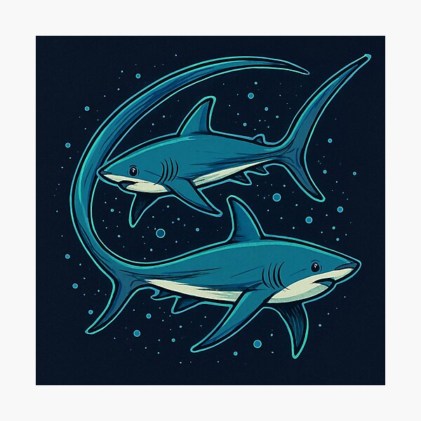 Item preview, Twin Thresher Sharks – Deep Sea Duo designed and sold by QuantumKey.