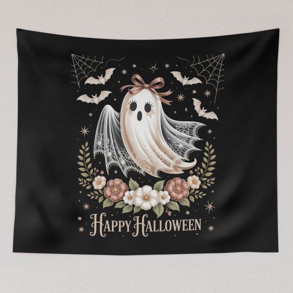 Item preview, Cute Boujee Ghost In Lace & Floral Coquette Bow Halloween designed and sold by DoorwayThreads.