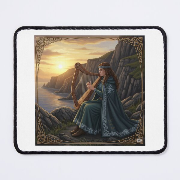 Item preview, Celtic Sunset Harpist – Irish Coastline Illustration designed and sold by CelticSoulShop.