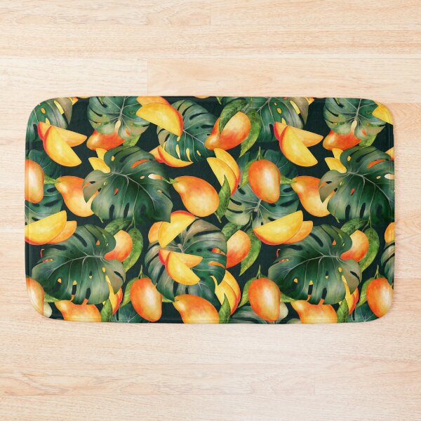 Item preview, Tropical Mango & Monstera Pattern on Black designed and sold by Gribanessa.