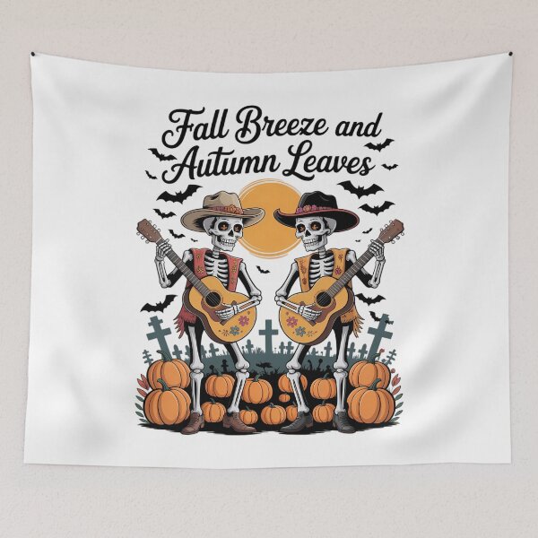 Item preview, Fall Breeze and Autumn Leaves Spooky Skeleton Fall Halloween designed and sold by DoorwayThreads.