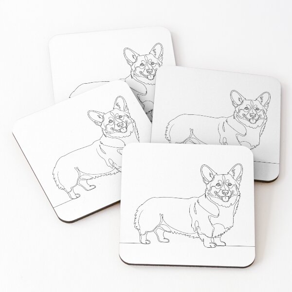 Item preview, minimalist single-line corgi outline for modern style designed and sold by zoughlal.