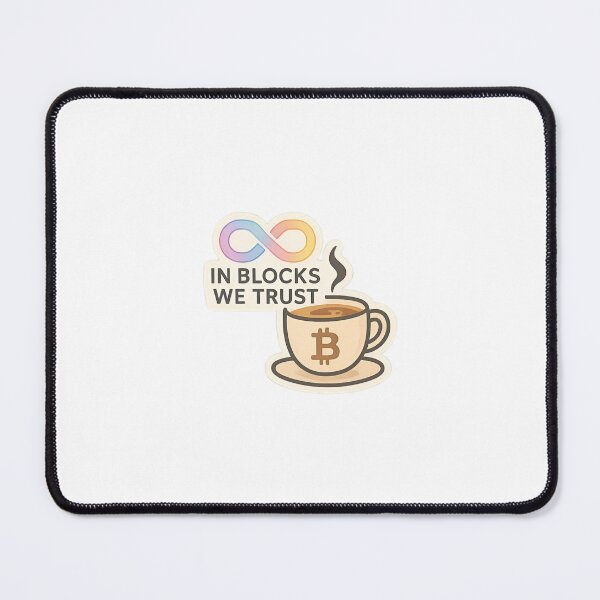 Item preview, Coffee cup with Bitcoin logo – "In Blocks We Trust" designed and sold by RobinDoodles.