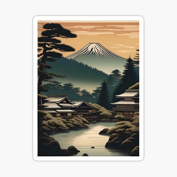 Item preview, Mount Fuji Sunrise – Japanese Wood Block Print Landscape designed and sold by Vandy Fullam.