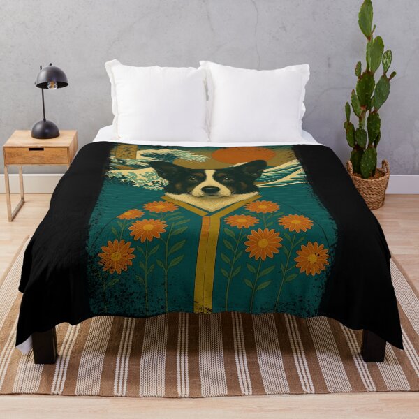 Item preview, Black Brindle Corgi Japanese Kanagawa Wave Kimono Dog Mom Dad Kids designed and sold by FurryHavenPH.