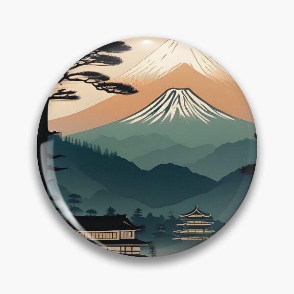 Item preview, Vintage Japan Village – Edo Style Woodblock Mountain Scene designed and sold by Vandy Fullam.