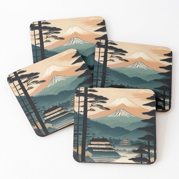 Item preview, Vintage Japan Village – Edo Style Woodblock Mountain Scene designed and sold by Vandy Fullam.