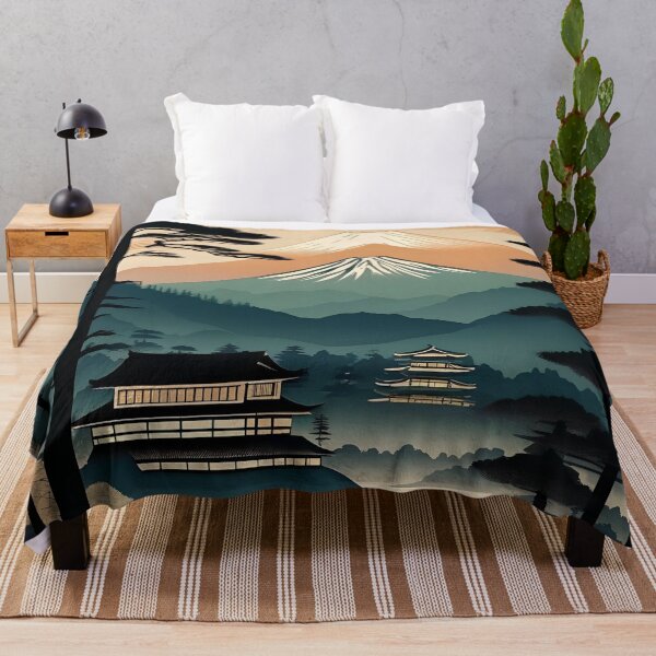 Item preview, Vintage Japan Village – Edo Style Woodblock Mountain Scene designed and sold by Vandy Fullam.