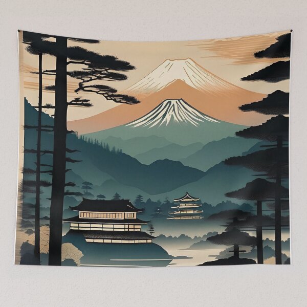 Item preview, Vintage Japan Village – Edo Style Woodblock Mountain Scene designed and sold by Vandy Fullam.