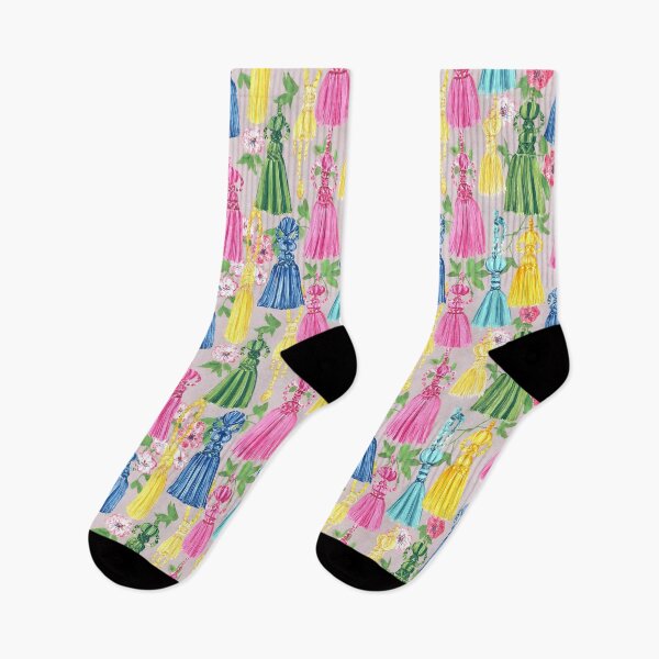 Item preview, Preppy colors historical tassels and cherry blossom painted on dove grey designed and sold by SophieClimaArt.