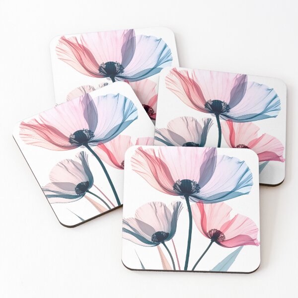 Item preview, Poppy flowers large X-ray style soft purple tones designed and sold by LiskoDesign.
