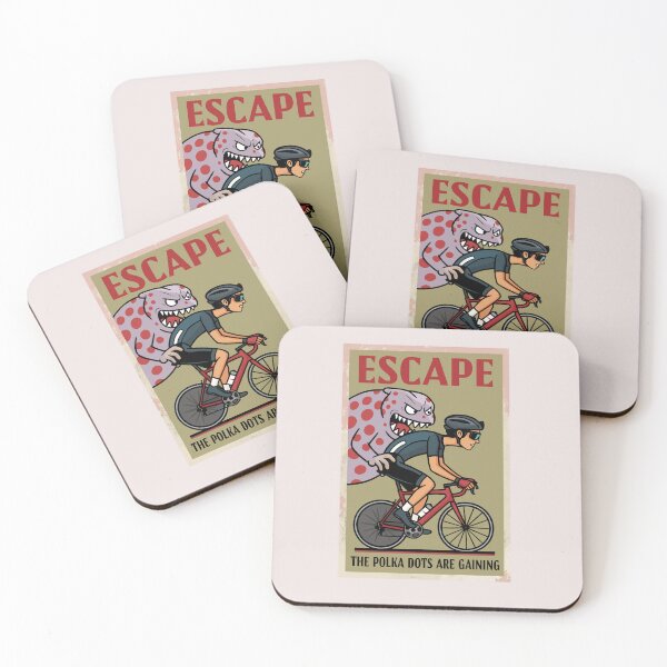 Item preview, Funny Cycling Art - Escape the Polka Dots - Polka Dot Jersey Parody - Peloton - Mountain Stage Humor - Climbing Cyclist Gift, Vintage Road Bike Poster designed and sold by bekksa.