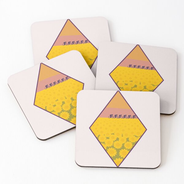 Item preview, Minimalist Cycling Art Print - Peloton Riders in Sunflower Field - Yellow French Countryside Road Bike Illustration designed and sold by bekksa.
