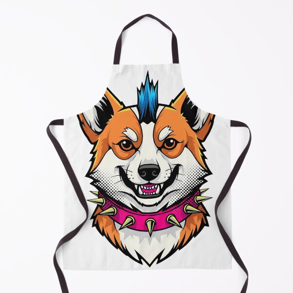 Item preview, punk corgi bust with mohawk and studded collar patch designed and sold by zoughlal.