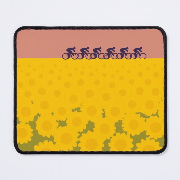 Item preview, Minimalist Road Cycling Artwork – Peloton in Sunflower Fields – Yellow Countryside Bicycle Illustration – French Summer Ride designed and sold by bekksa.