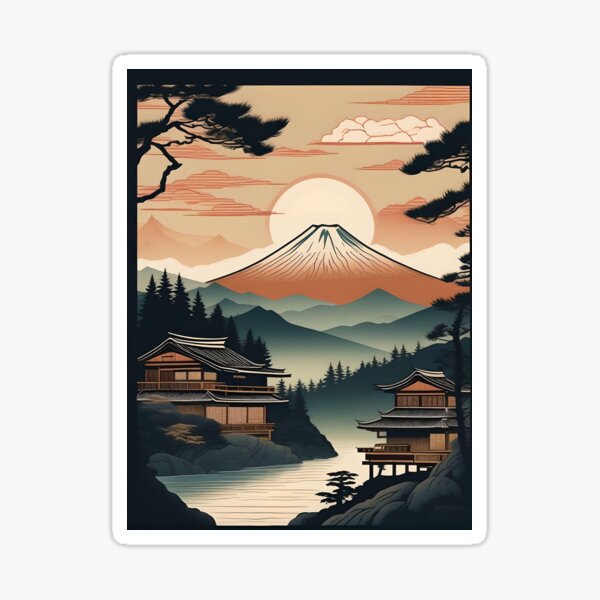 Item preview, Edo Period Mountain Village – Japanese Woodblock Poster designed and sold by Vandy Fullam.