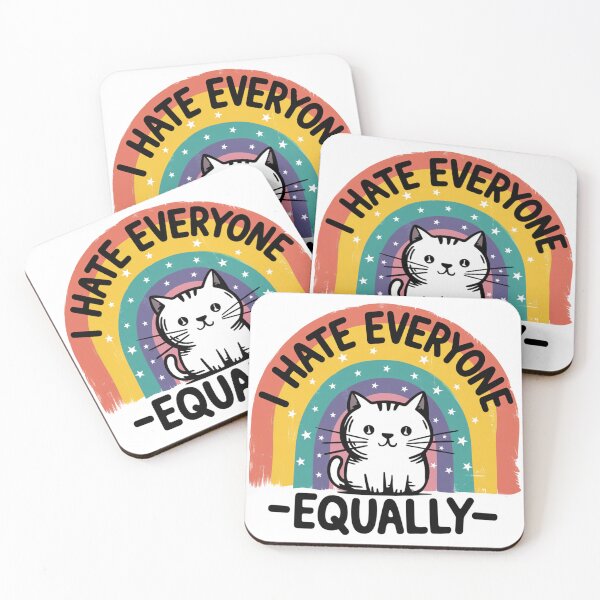 Item preview, "I Hate Everyone Equally" Funny Sarcastic Cat Art designed and sold by Offbeatish.