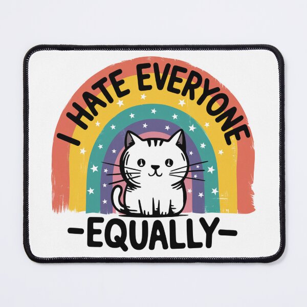 Item preview, "I Hate Everyone Equally" Funny Sarcastic Cat Art designed and sold by Offbeatish.
