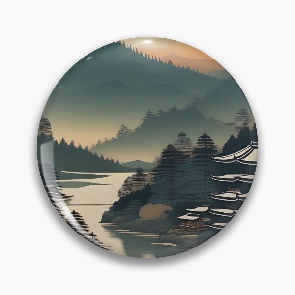Item preview, Serene Japan Landscape – Vintage Wood Block Print Design designed and sold by Vandy Fullam.