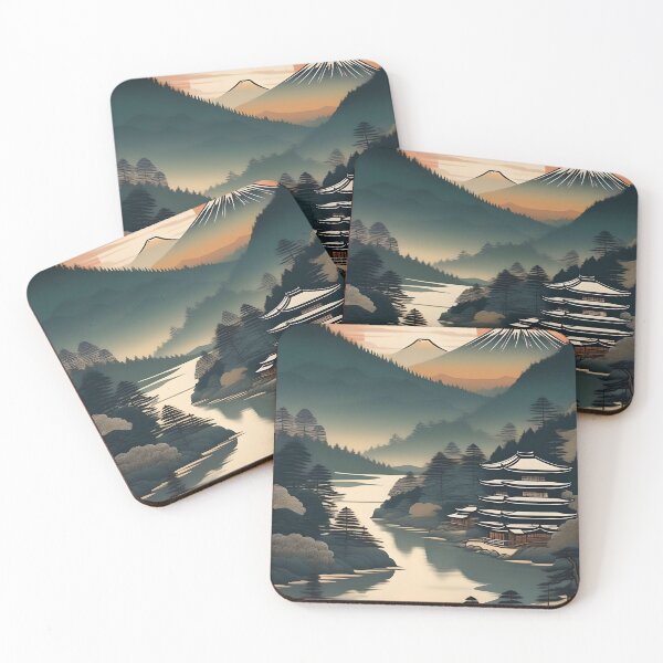 Item preview, Serene Japan Landscape – Vintage Wood Block Print Design designed and sold by Vandy Fullam.