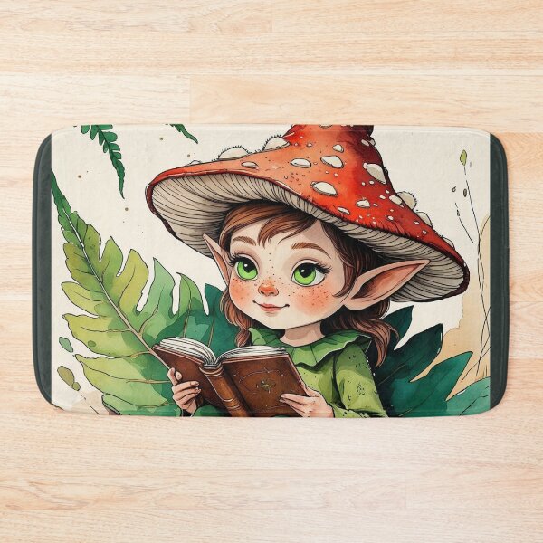 Item preview, Mushroom Cap Elf – Peaceful Woodland Cottagecore Watercolor designed and sold by Deezyned.