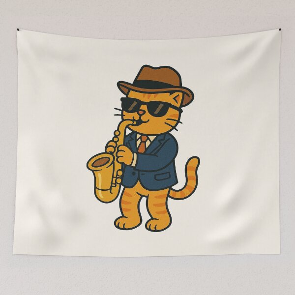 Item preview, Cute Jazz Cat – Cool Saxophone Musician Cartoon Design designed and sold by HoopeStylee.