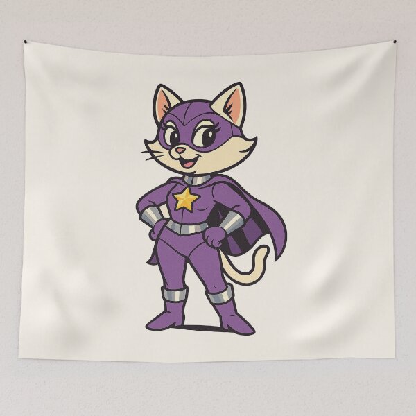Item preview, Cute Superheroine Cat – Original Cartoon Hero Kitty Design designed and sold by HoopeStylee.