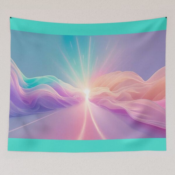 Item preview, Ethereal Aura Glow Landscape – Pastel Sunset Waves in Dreamy Gradient designed and sold by ArtivaNest.