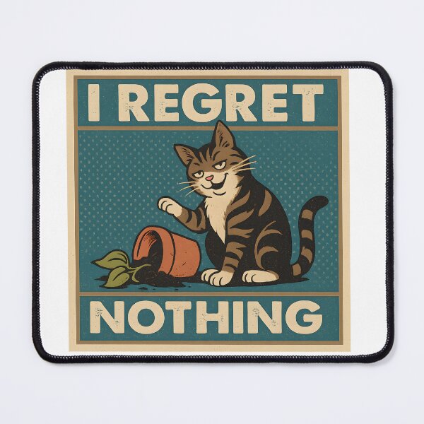 Item preview, I Regret Nothing – Funny Cat Illustration designed and sold by Sztuboo.