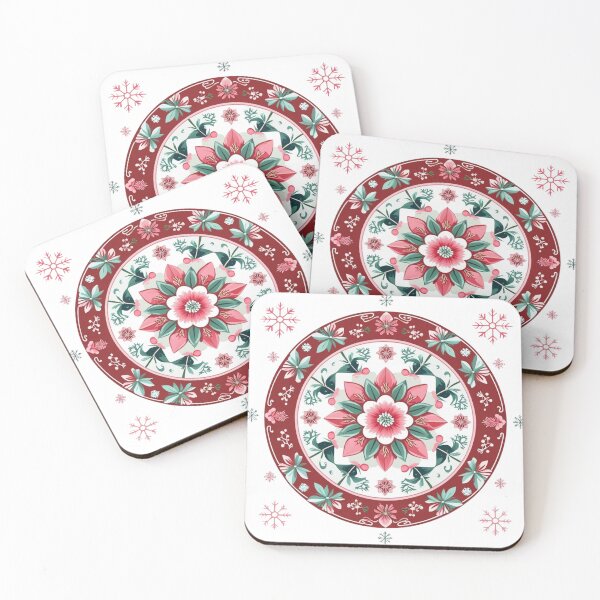 Item preview, Winter Korean Dancheong Mandala – Traditional Floral Snowflake Pattern, Christmas Art Design designed and sold by jelonkaa.