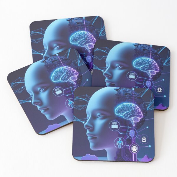 Item preview, The Future Is Now – Neon Tech Brain & AI Icons Art designed and sold by smitke.