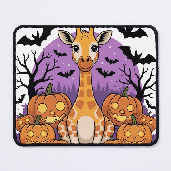 Item preview, Cute Giraffe Halloween Illustration - Giraffe in Halloween Scene with Pumpkins and Bats designed and sold by YourSocialBae.