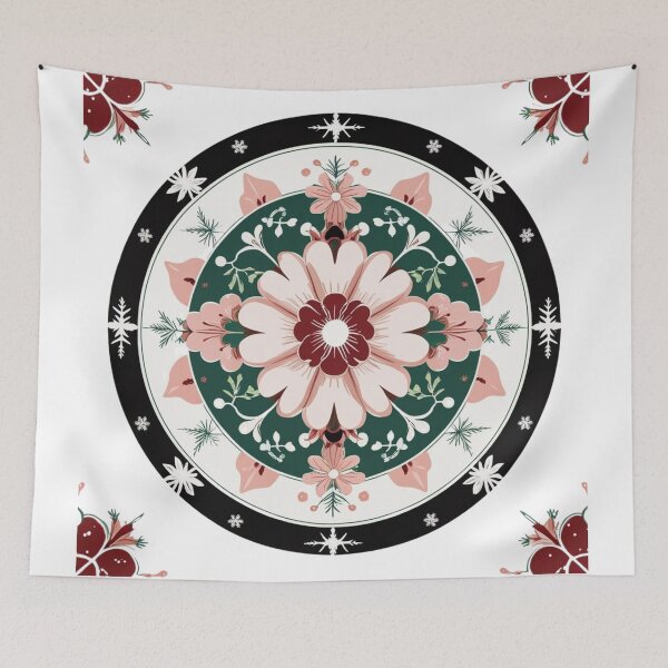 Item preview, Elegant Korean Dancheong Mandala – Traditional Floral Snowflake Pattern, Vintage Winter Korean Art designed and sold by jelonkaa.