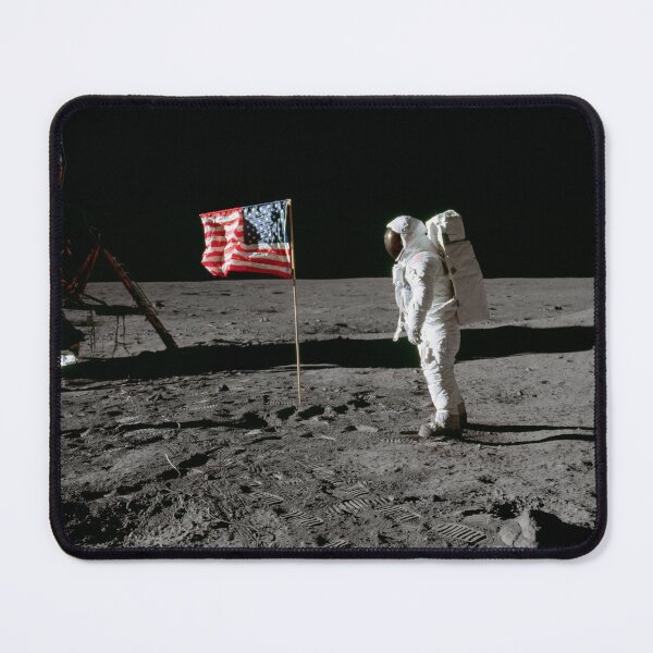 Item preview, Astronaut Edwin E. Aldrin Jr., beside the deployed United States flag designed and sold by Printellarium.