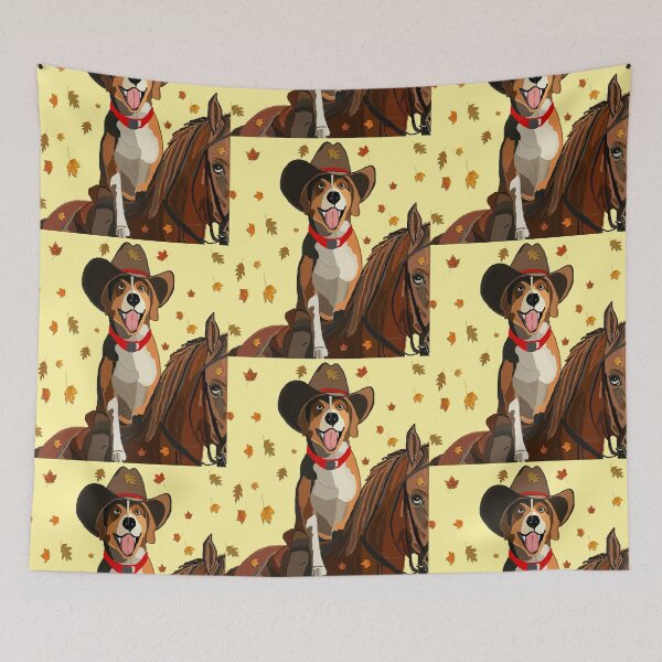 Item preview, Cowboy Beagle Rides a Horse in Autumn designed and sold by kristalcurt.