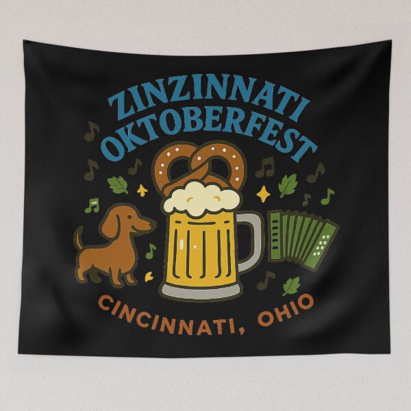 Item preview, Zinzinnati Autumn Beer Festival Steins Bratwurst Polka Dance Illustration designed and sold by Fantsy-world.