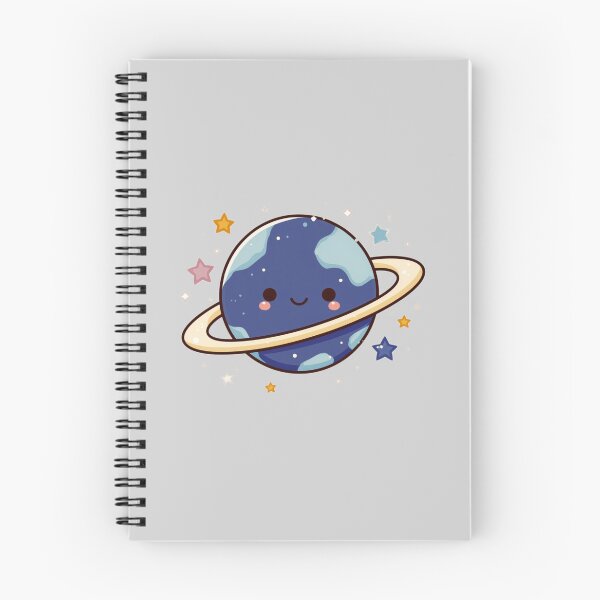 Aperçu de l'œuvre Planète souriante et mignonne avec des étoiles – Design spatial kawaii créée et vendue par VectiveLab.