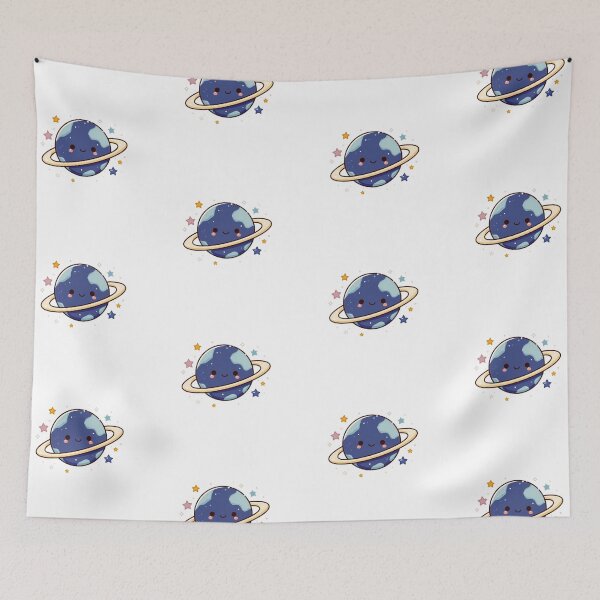 Item preview, Smiling Cute Planet with Stars – Kawaii Space Design designed and sold by VectiveLab.