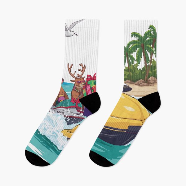 Item preview, Christmas in July Fun - Tropical Santa on Jet Ski with Reindeer  designed and sold by CheriTanya.