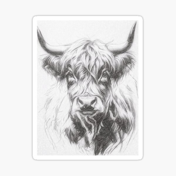 Item preview, Highland Cow Drawing designed and sold by Leon Woods Pencil Art.