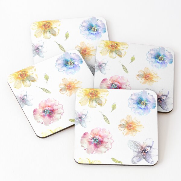 Item preview, Rainbow colored watercolor flowers designed and sold by Kara Draws.