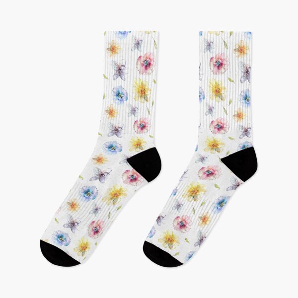 Item preview, Rainbow colored watercolor flowers designed and sold by Kara Draws.