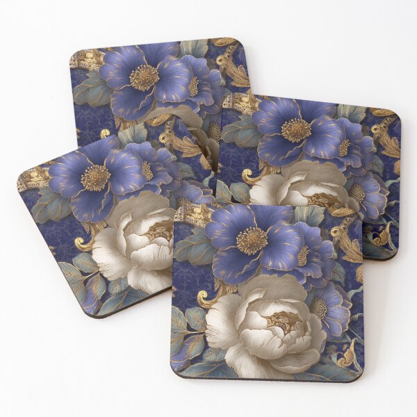 Item preview, Royal Blue & Ivory Baroque Floral – Luxury Vintage Pattern designed and sold by heniyau.vision.