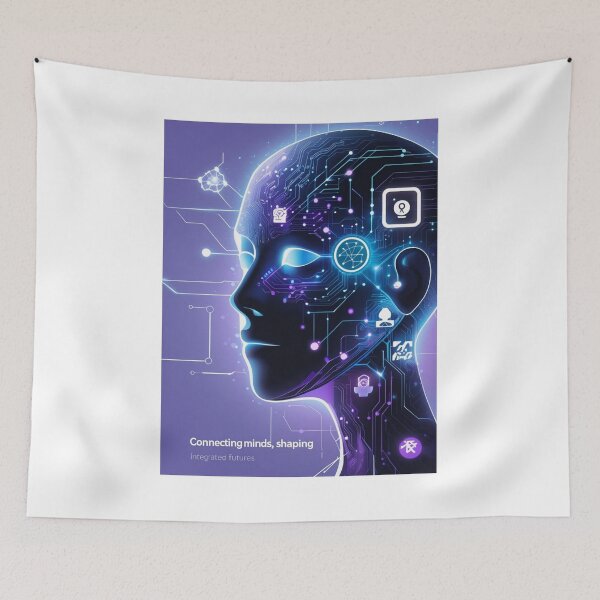 Item preview, Futuristic Tech Head – Connecting Minds, Shaping Integrated Futures designed and sold by smitke.