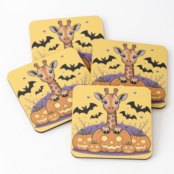 Item preview, Cute Giraffe Halloween Illustration - Giraffe in Halloween Scene with Pumpkins and Bats designed and sold by YourSocialBae.