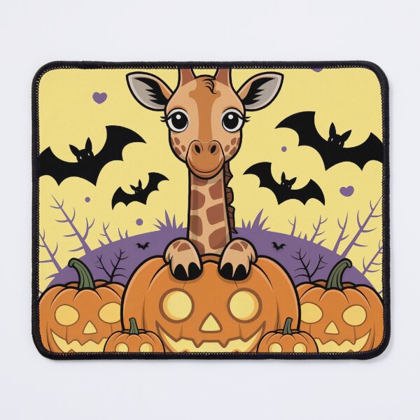 Item preview, Cute Giraffe Halloween Illustration - Giraffe in Halloween Scene with Pumpkins and Bats designed and sold by YourSocialBae.